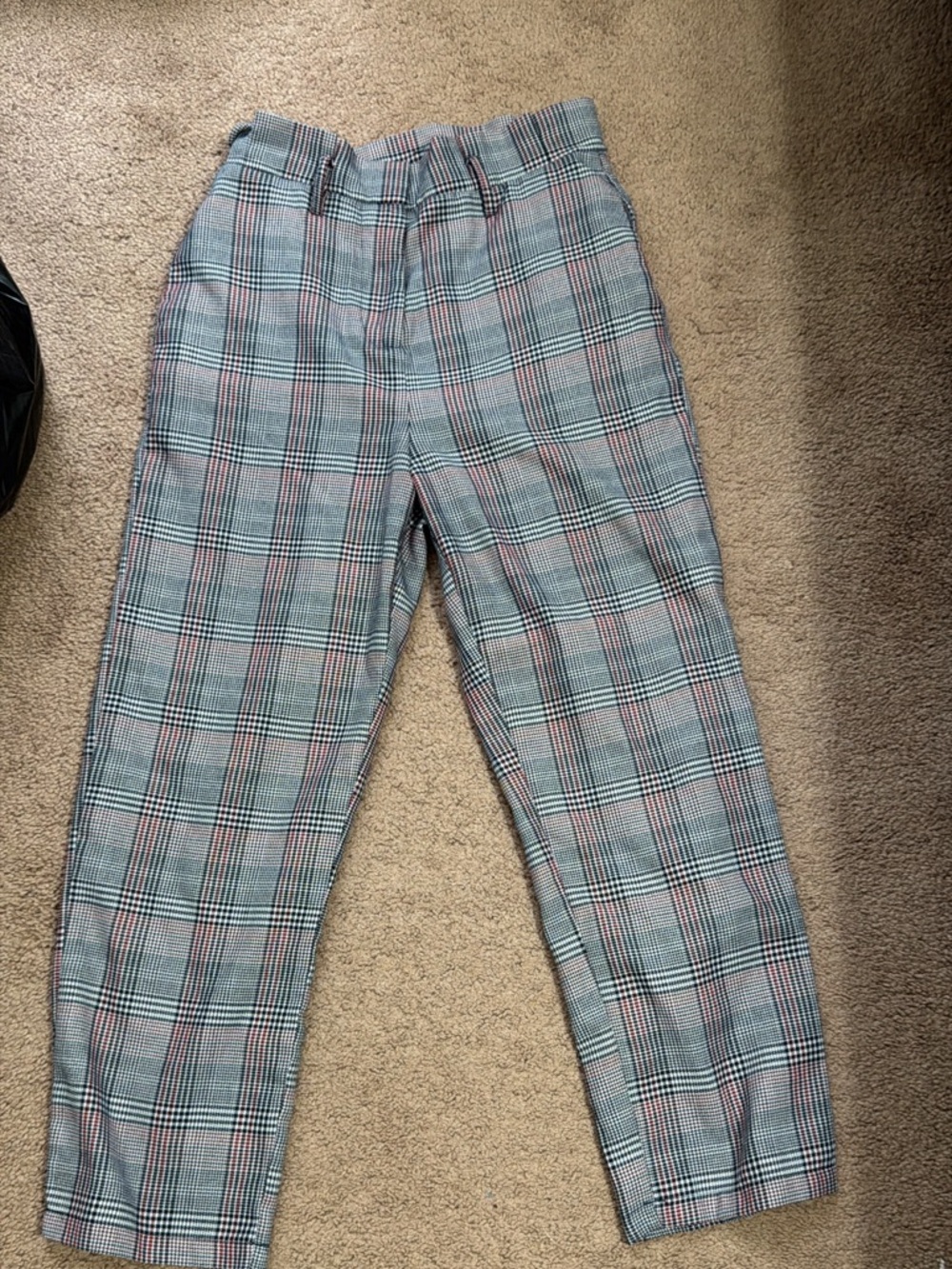 Plaid Cotton On Pants - Grey with Red Accent - Size 4
